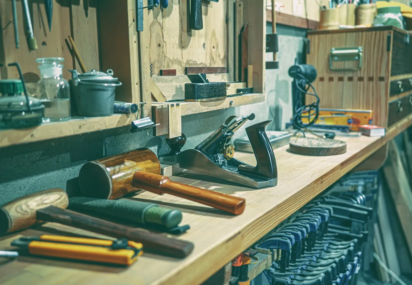 Workshop bench with tools ready for repair work